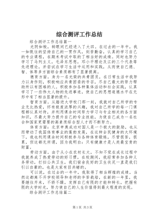 综合测评工作总结
