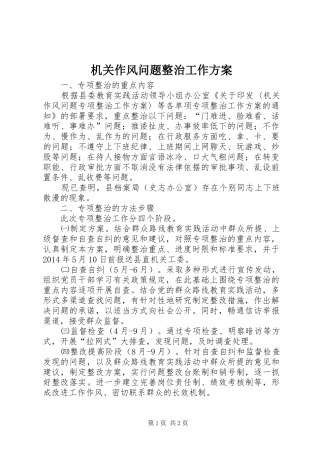 机关作风问题整治工作实施方案