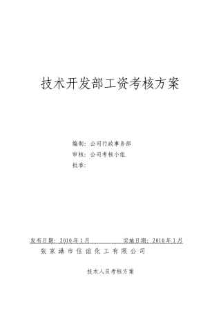 技术开发部工资考核方案