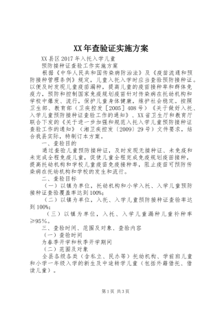 XX年查验证方案