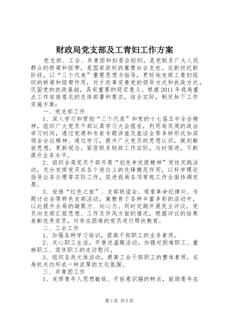 财政局党支部及工青妇工作实施方案