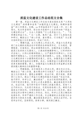 质监文化建设工作总结范文合集