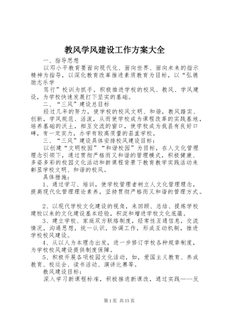 教风学风建设工作实施方案大全