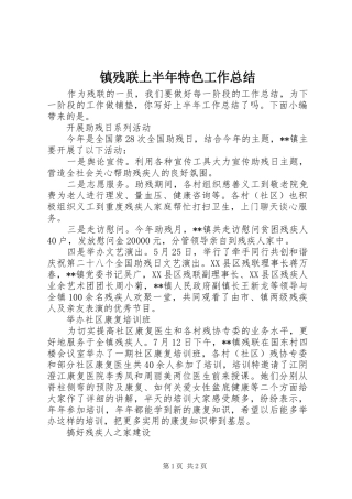 镇残联上半年特色工作总结