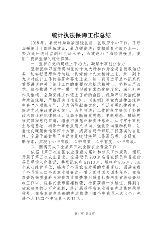 统计执法保障工作总结