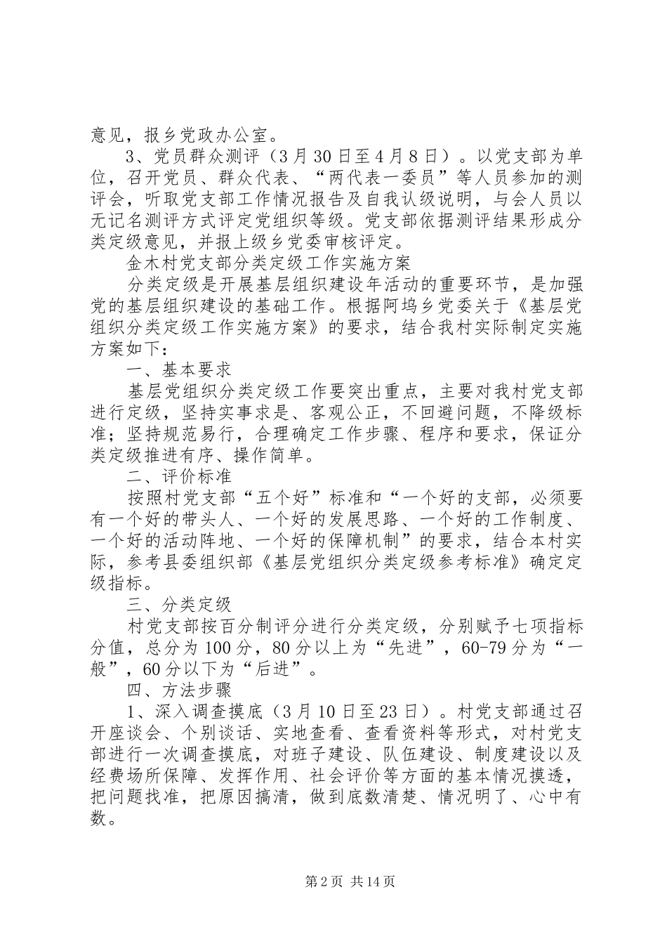 各村党支部分类定级工作方案_第2页
