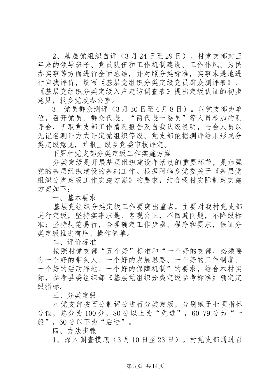 各村党支部分类定级工作方案_第3页