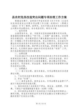县农村危房改造突出问题专项治理工作实施方案