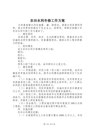农田水利冬修工作方案