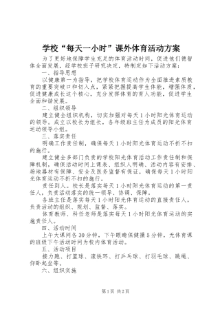 学校“每天一小时”课外体育活动实施方案