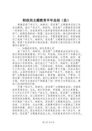 财政局主题教育半年总结（县）