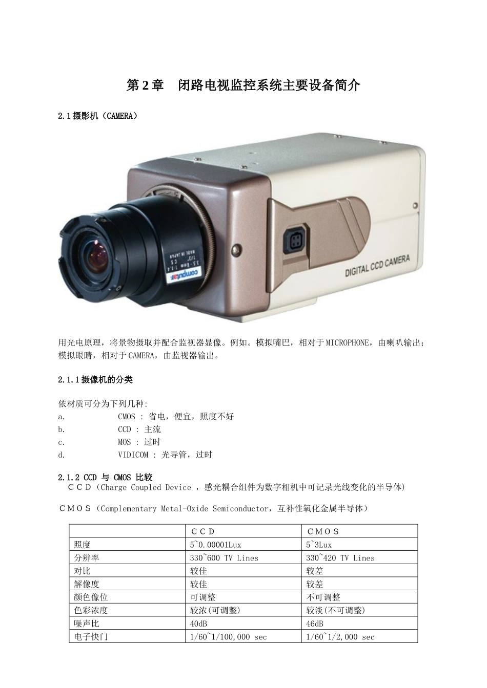 闭路电视监控系统主要设备介绍_第1页