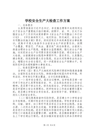 学校安全生产大检查工作实施方案