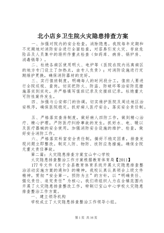 北小店乡卫生院火灾隐患排查实施方案