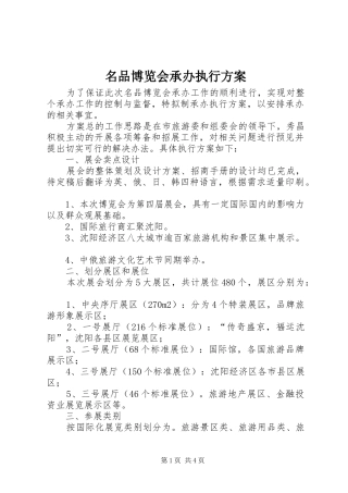 名品博览会承办执行实施方案
