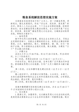 粮食系统解放思想实施方案