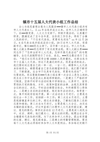 镇市十五届人大代表小组工作总结