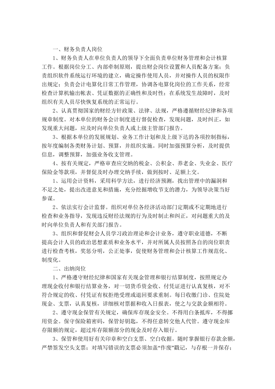 公司财务部各岗位说明书_第1页