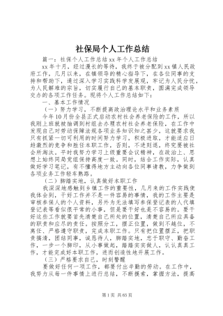 社保局个人工作总结