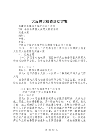 大反思大检查活动实施方案