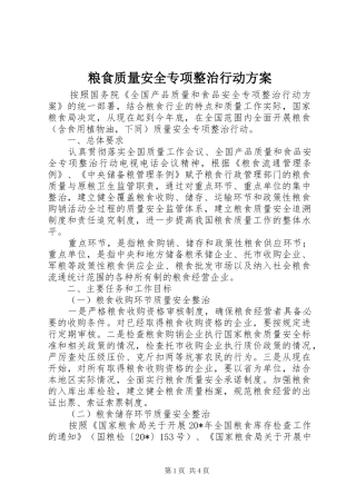 粮食质量安全专项整治行动方案
