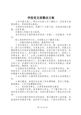 学校党支部整改实施方案