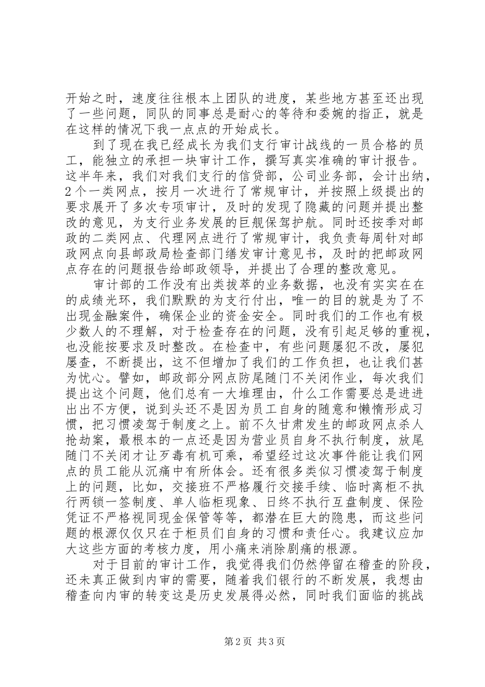 银行审计人员工作总结1500字-XX年审计人员工作总结_第2页