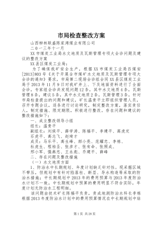 市局检查整改实施方案