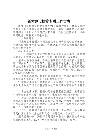 新村建设扶贫专项工作实施方案