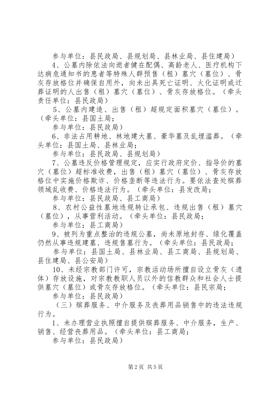 全县殡葬领域突出问题专项整治行动方案_第2页