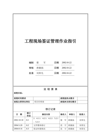 现场签证管理作业指引