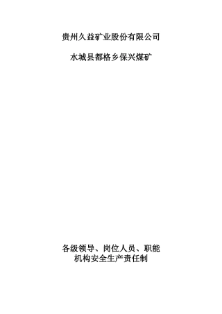 各级领导岗位人员职能机构安全生产责任制(新)