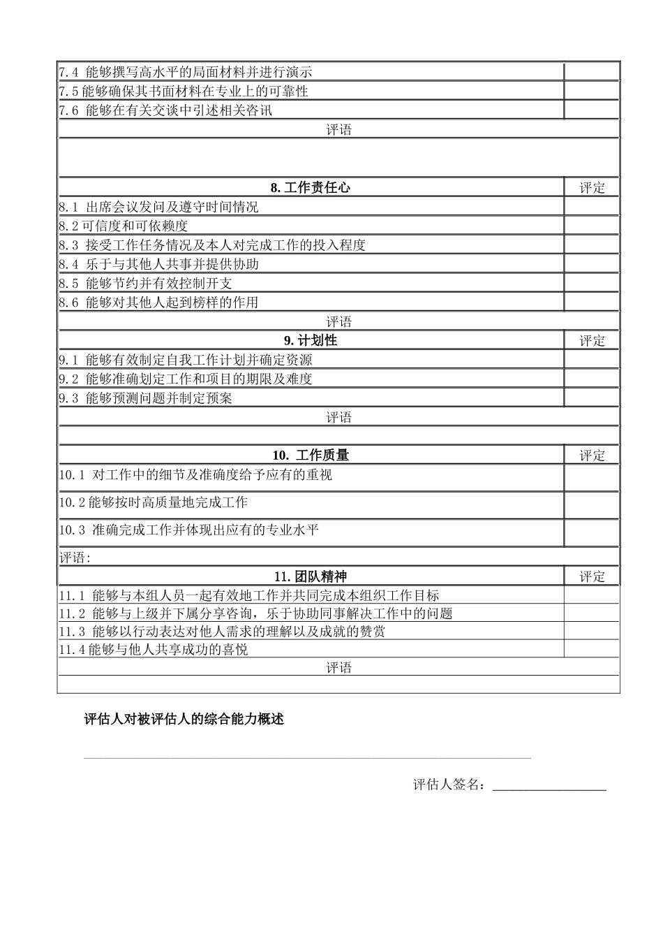 绩效考核综合能力考核表_第3页