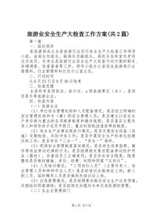 旅游业安全生产大检查工作方案(共2篇)