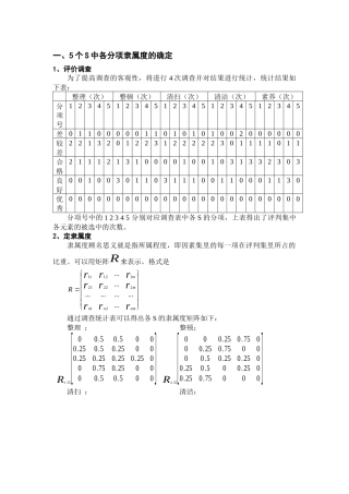 5S实施效果模糊评价