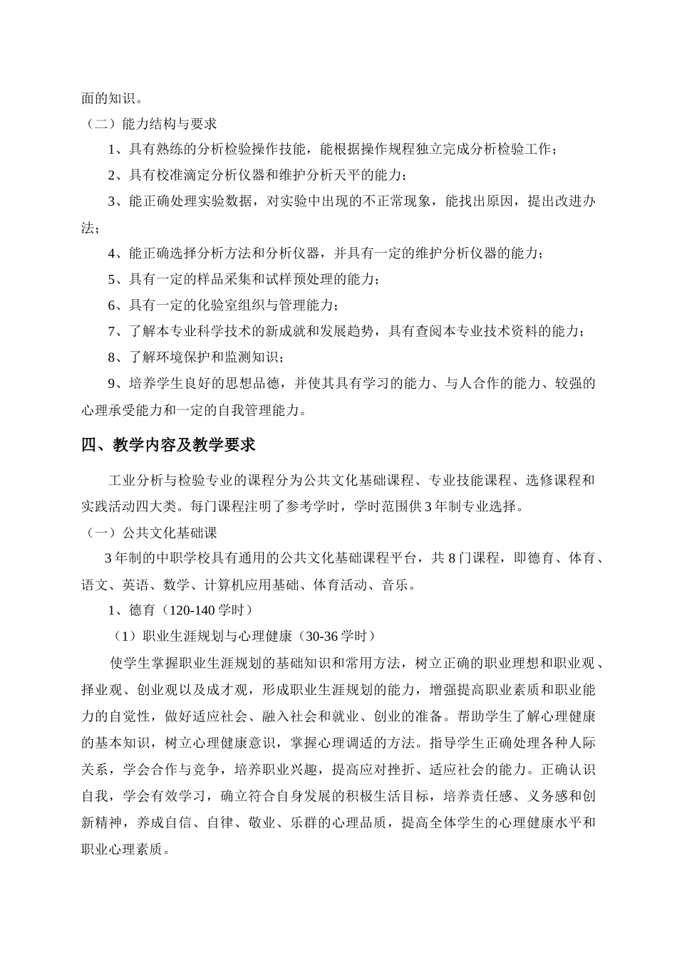 工业分析与检验专业人才培养计划(高技能班)_第2页