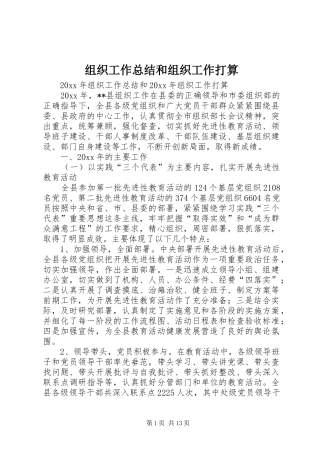 组织工作总结和组织工作打算