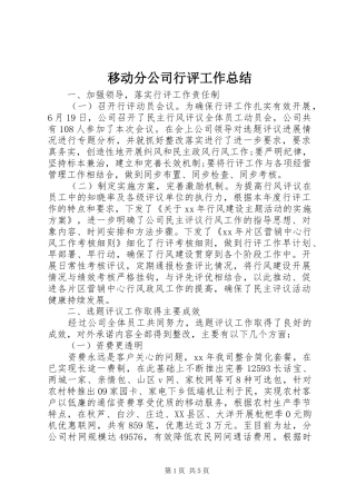 移动分公司行评工作总结