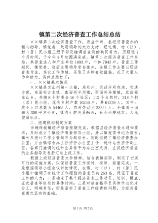 镇第二次经济普查工作总结总结