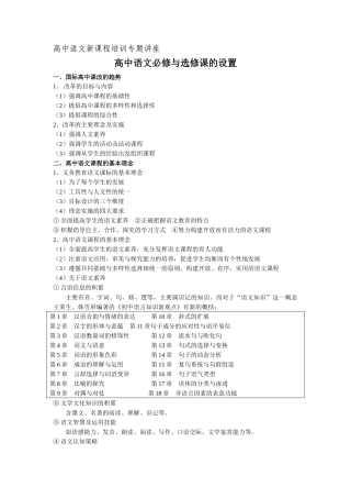 高中语文新课程培训专题讲座