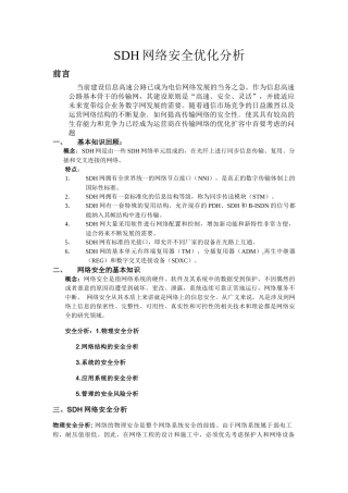 SDH网络安全优化分析