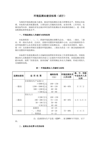 环境监测站建设标准（试行）-环境监测站建设标准（试