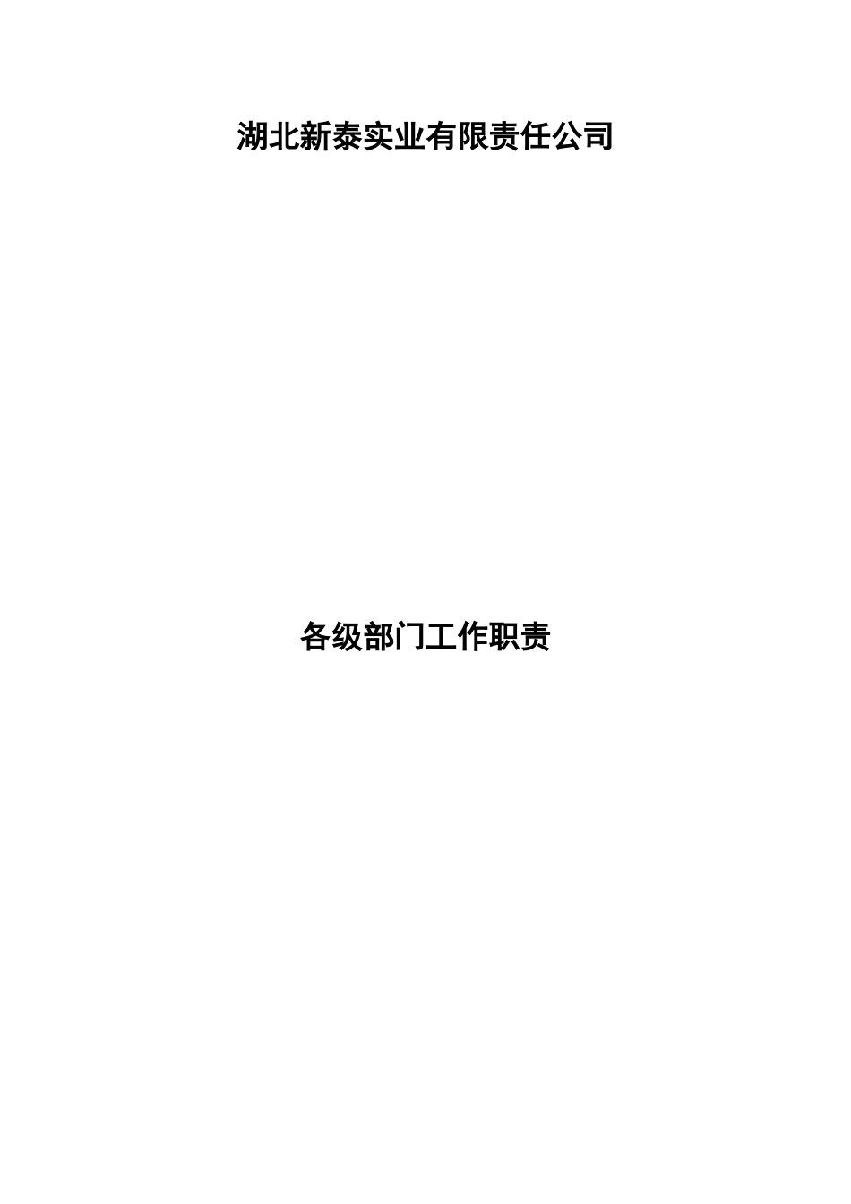 湖北XX实业有限责任公司各级部门工作职责（29页）_第1页