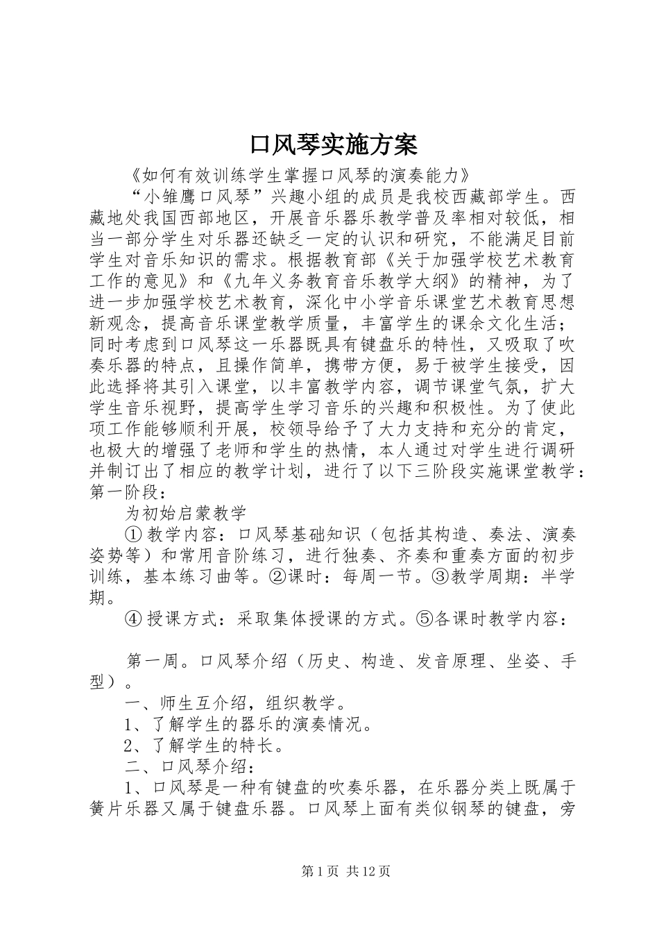 口风琴实施方案_第1页