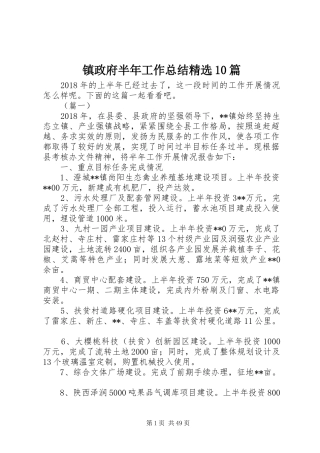 镇政府半年工作总结精选10篇