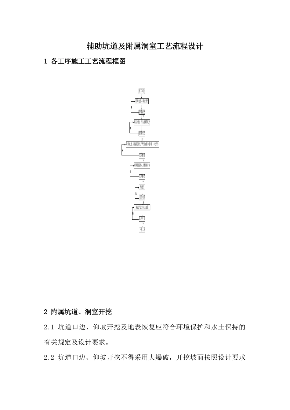 辅助坑道及附属洞室工艺流程设计_第1页