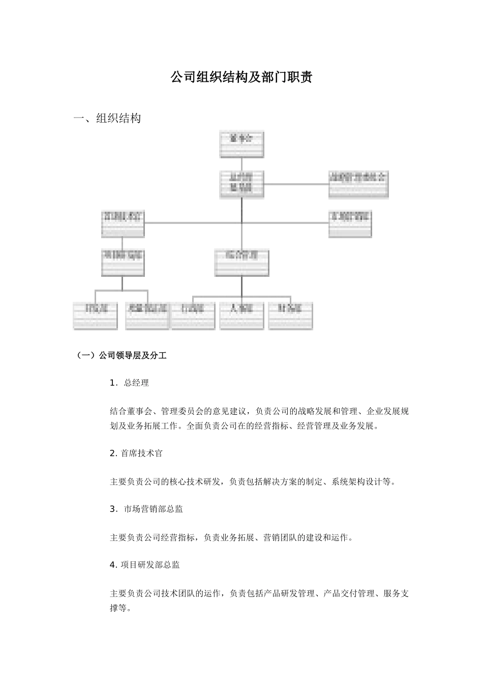 公司组织结构及部门职责（6页）_第1页