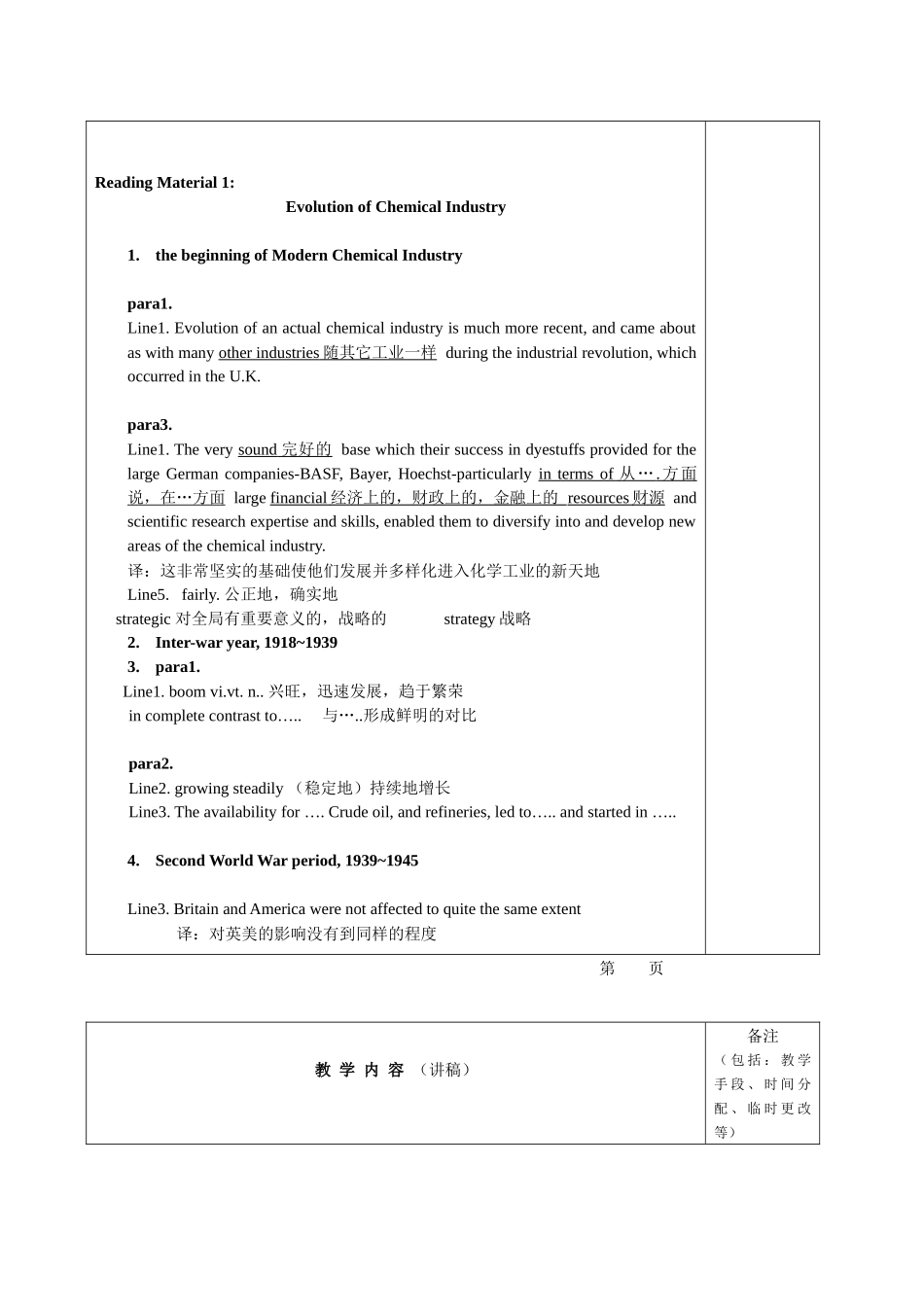 化学工程与工艺专业英语教案_第1页