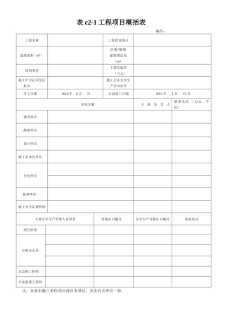 建筑施工安全技术资料管理标准表格