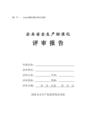 工贸企业安全生产标准化评审报告